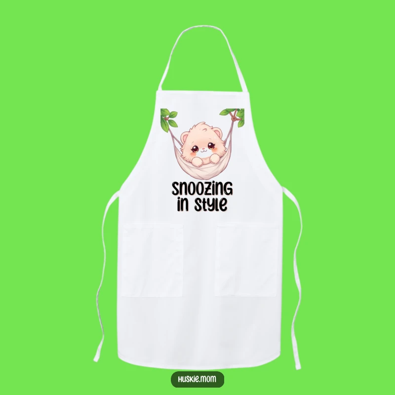Funny Fluffy Hammock Chef Apron - Relaxing Animal Lover Kitchen Gift