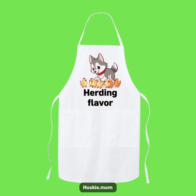 Funny Husky Lady Chicken Herding Apron: Farm Fun, Kitchen Humor