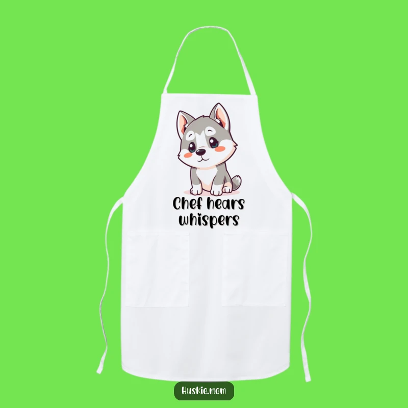 Funny Kawaii Husky Apron: Curious Listener Chef Gift!