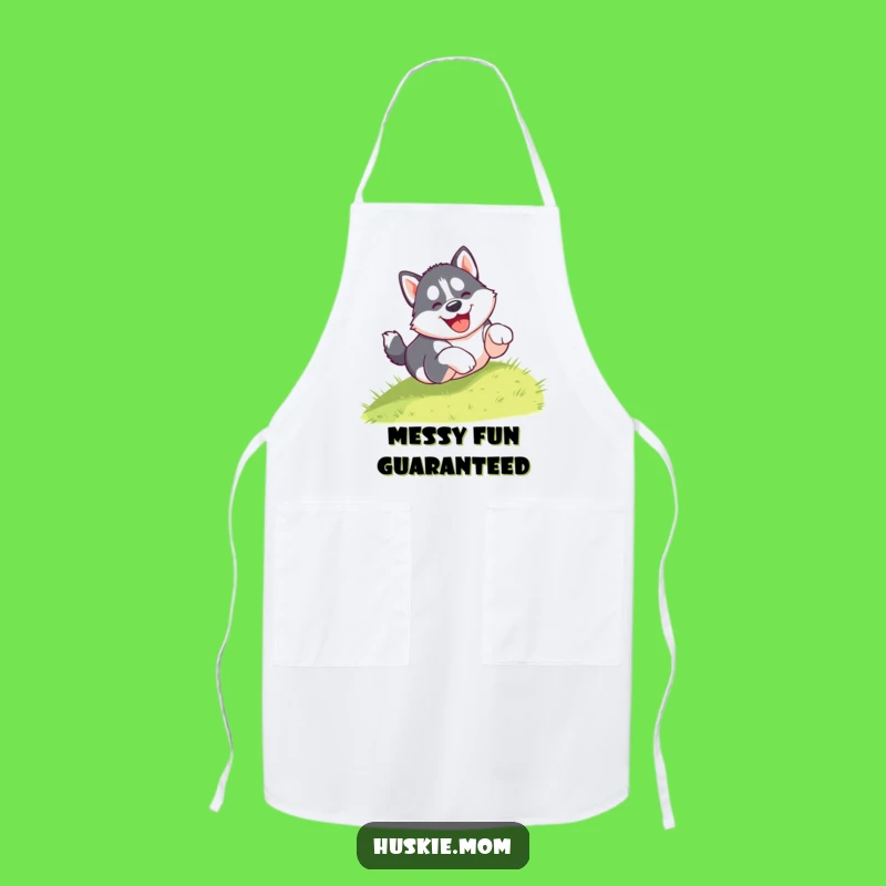 Funny Puppy Tumble Apron: Cook Up Fun with a Gleeful Husky's Hilarious Tumble, Great Funny Gift