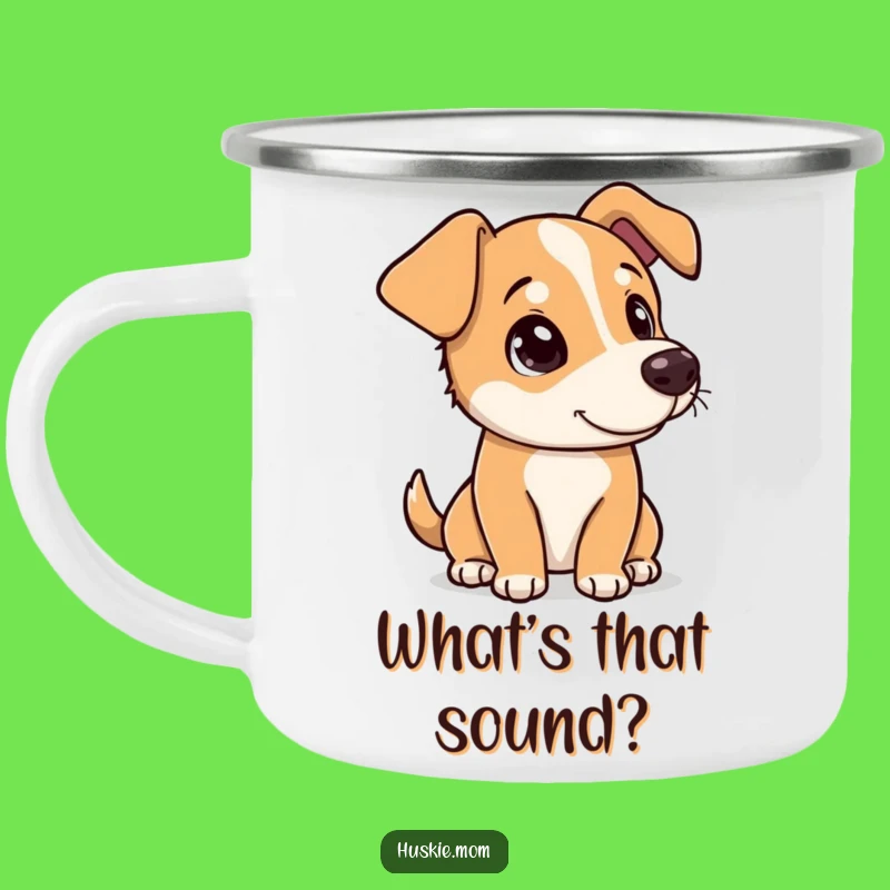 Funny Dog Camp Mug: Curious Head Tilt, Outdoor Funny Gift