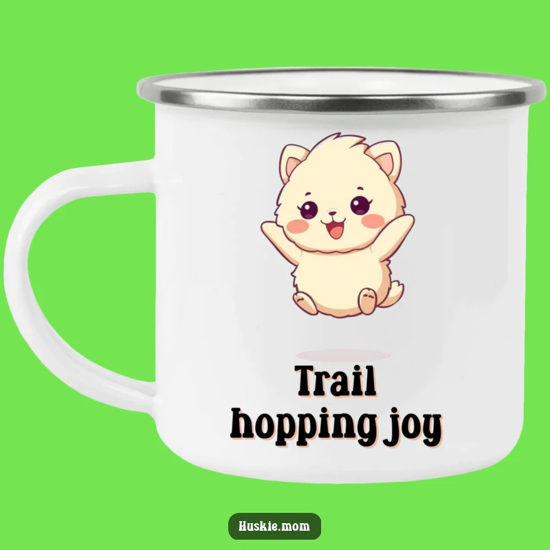 Funny Fluffy Animal Jump Camping Mug: Adventure Ready & Joyful