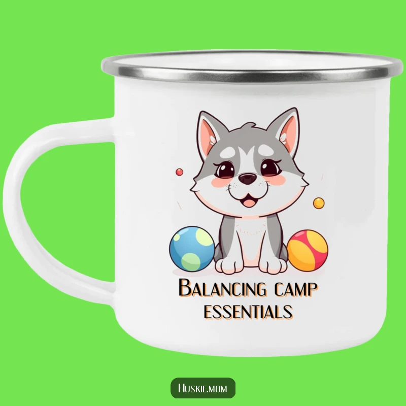 Funny Husky Juggler Camping Mug: Adventures with a Silly Pup's Attempt, Perfect Funny Gift