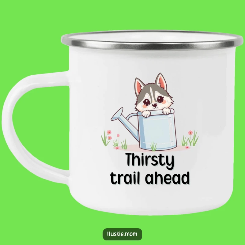 Funny Husky Lady Camping Mug - Durable Peeking Animal Outdoor Gift