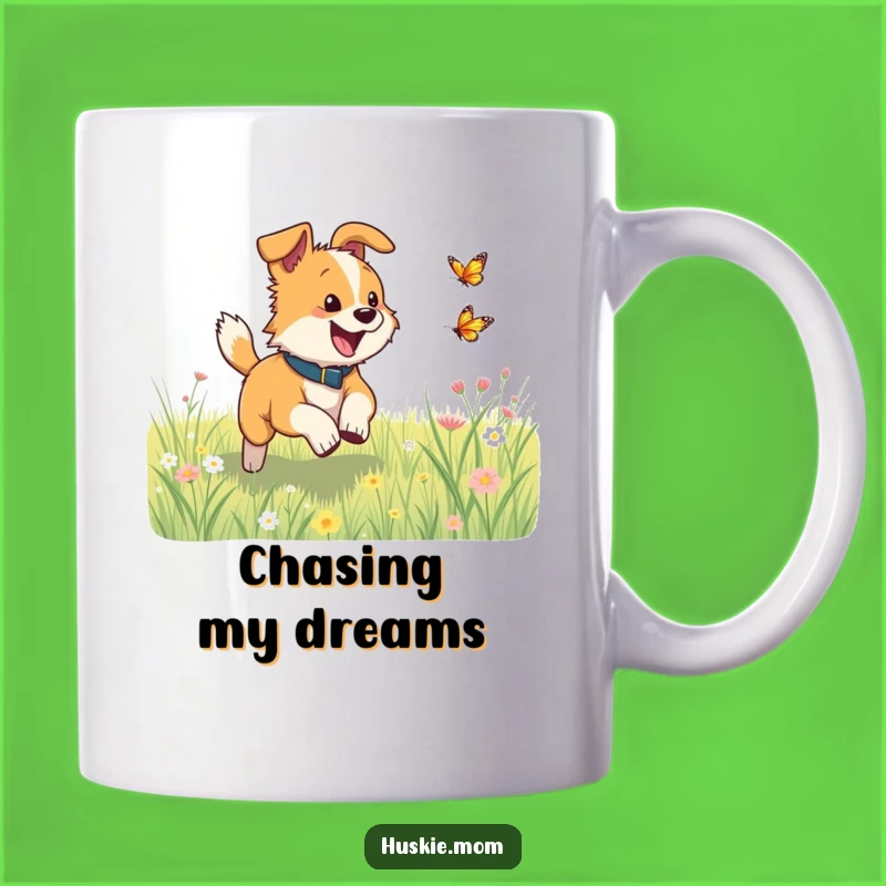 Funny Dog Butterfly Mug: Meadow Chase Fun, Exciting Funny Gift Idea
