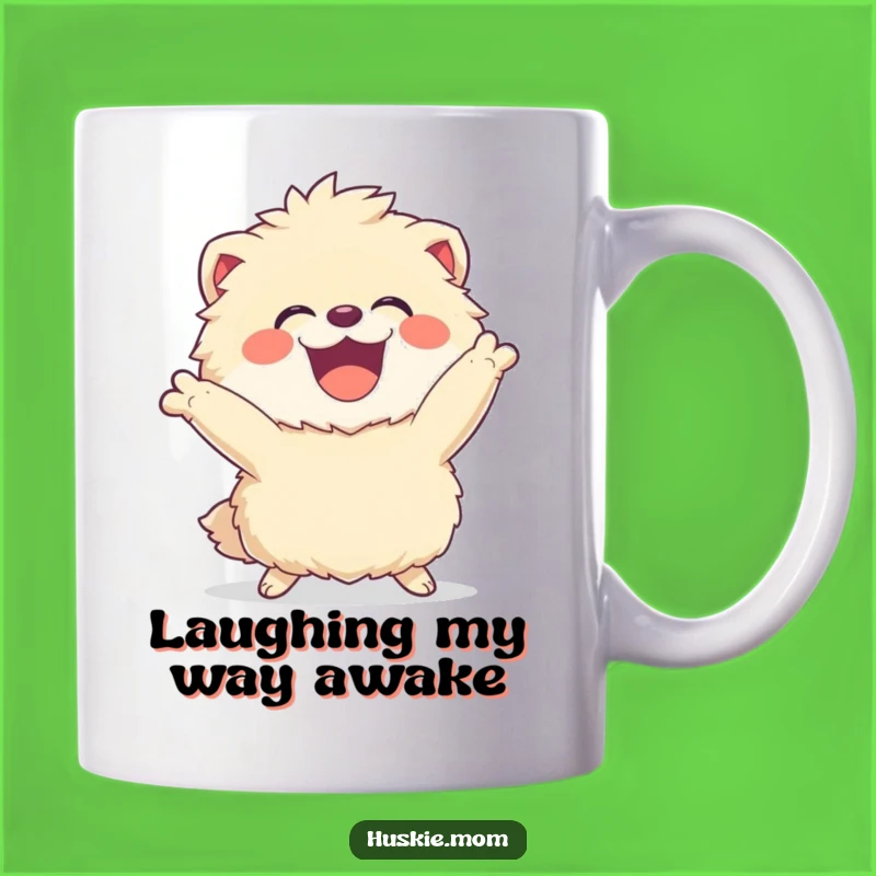Funny Fluffy Joy Mug: Laughing Animal Dynamic Pose, Perfect Funny Gift