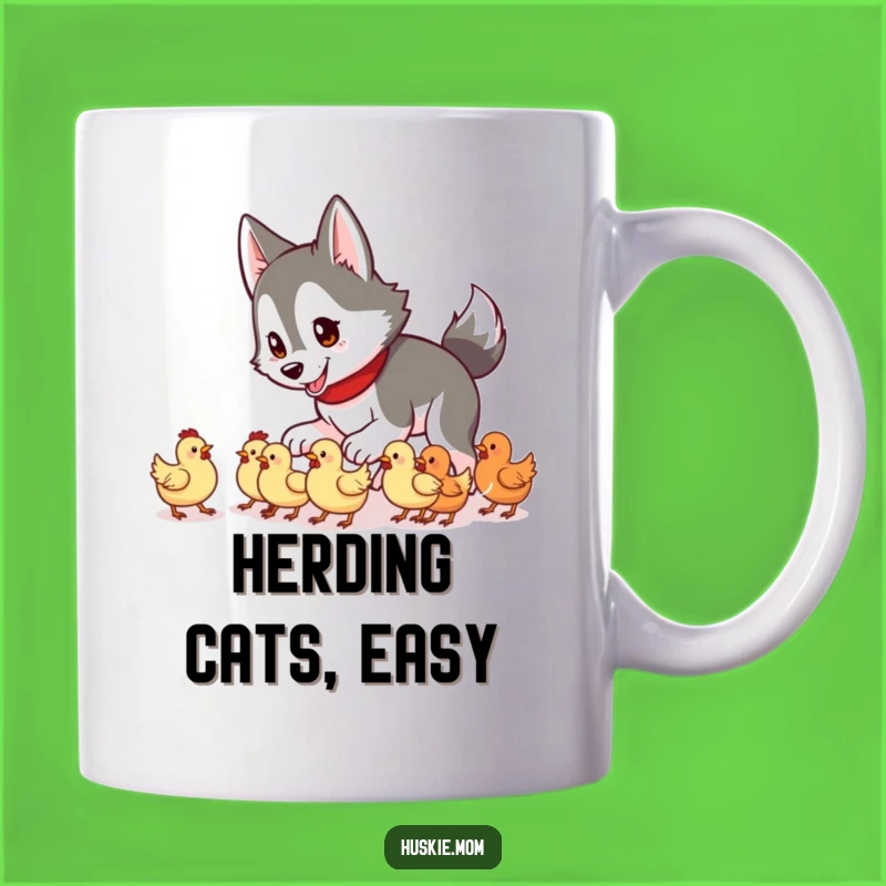 Funny Husky Lady Chicken Herding Mug: Cute Chaos, Farm Humor Gift Idea