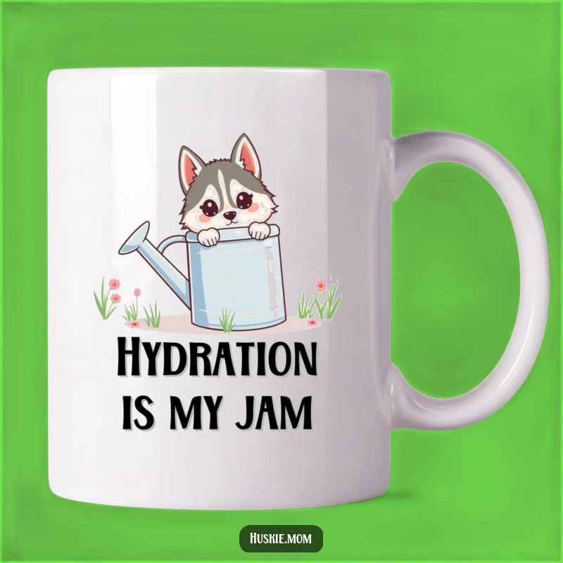 Funny Husky Lady Watering Can Mug - Adorable Peeking Animal Lover Gift