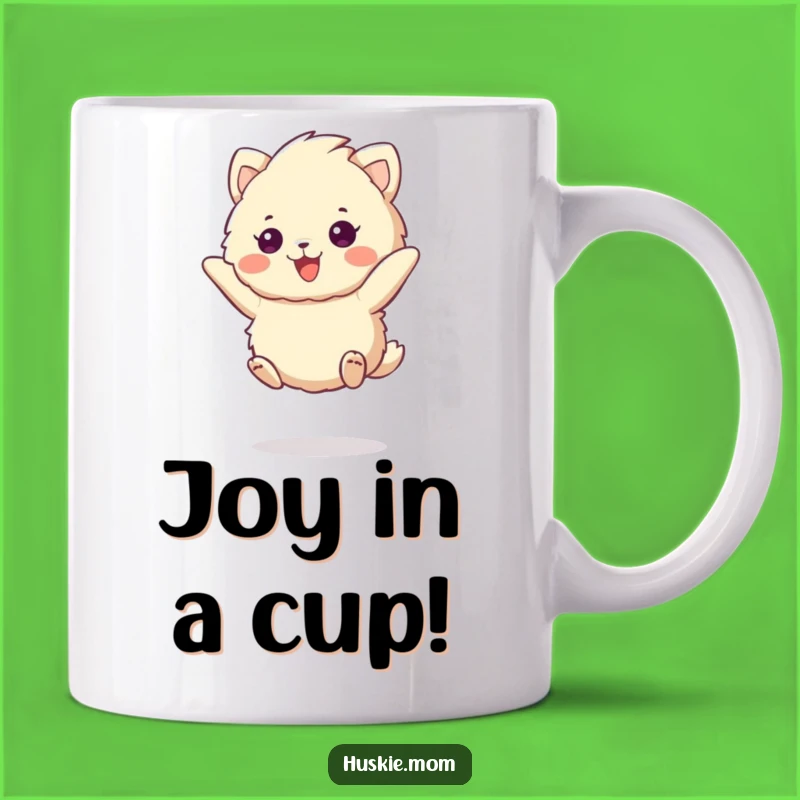 Funny Fluffy Animal Excited Jump Mug: Joyful & Energetic Gift for Happy People