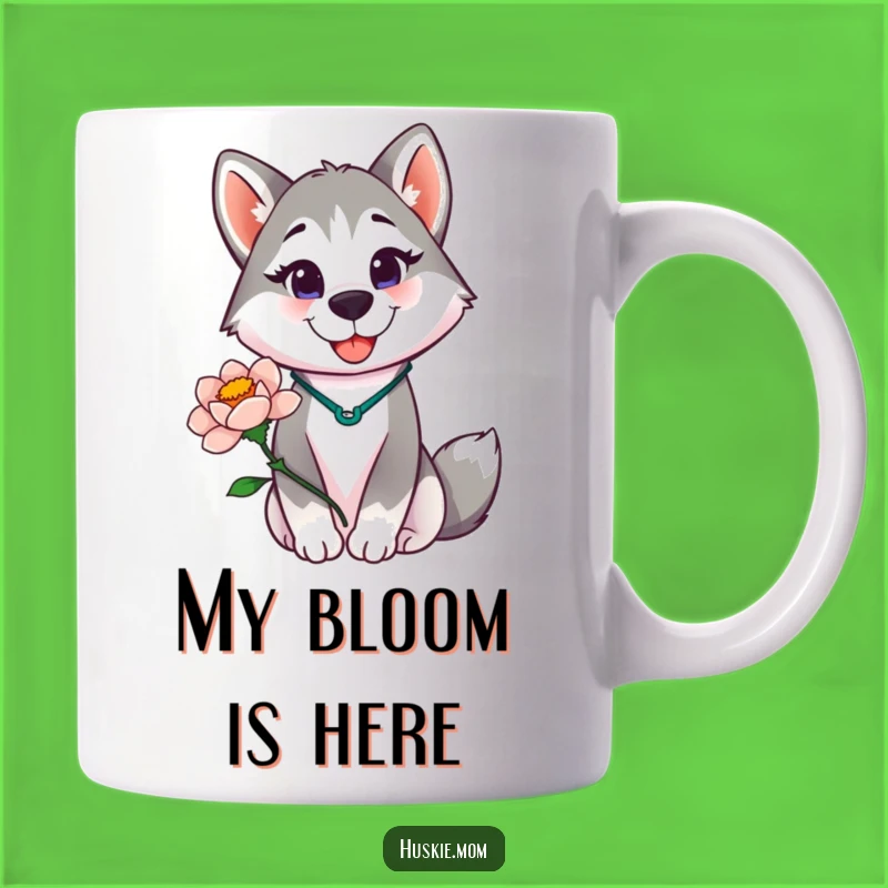 Funny Husky Lady Flower Mug - Proud Blooming Animal Lover Gift