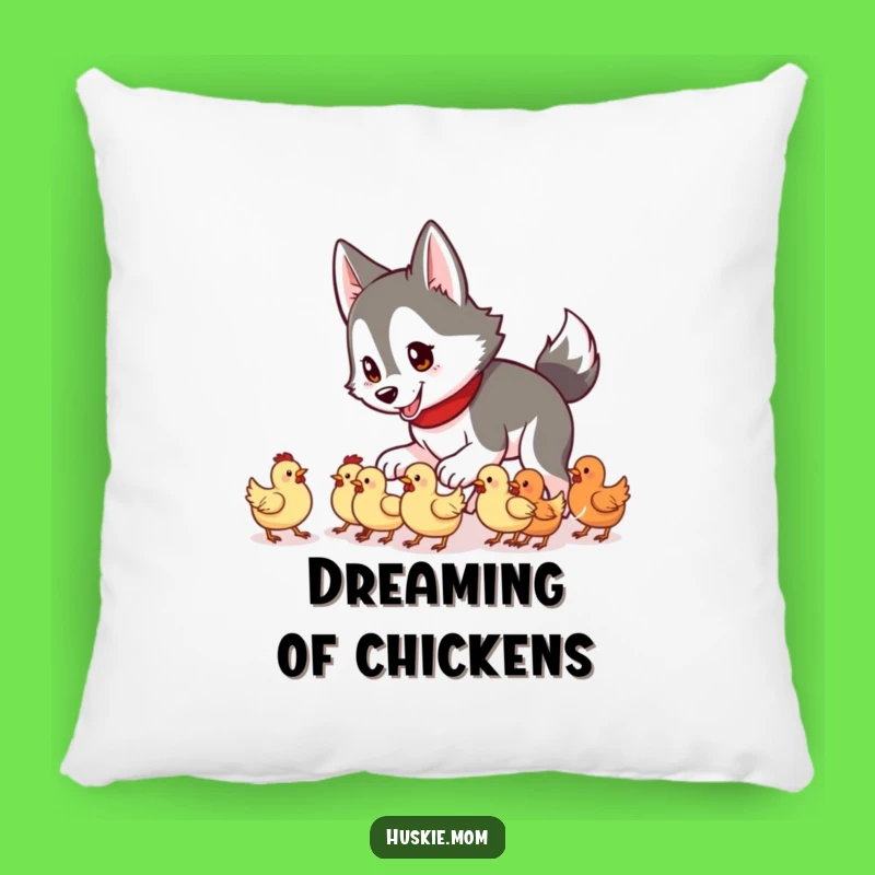 Funny Husky Lady Chicken Herding Pillow: Cozy Chaos, Farm Animal Accent