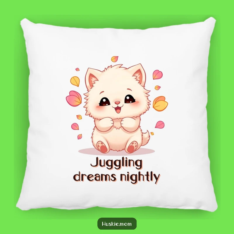 Funny Fluffy Animal Juggling Petals Pillow: Cozy & Comical Accent