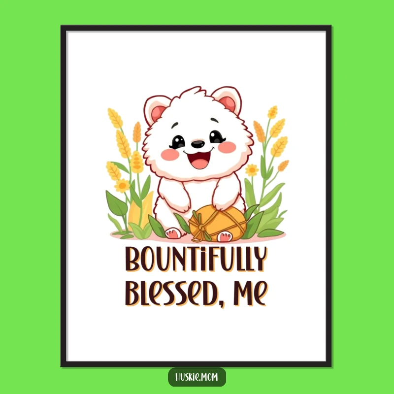 Funny Fluffy Harvest Grin Digital Print: Instant Download, Joyful Animal Art, Perfect Funny Gift