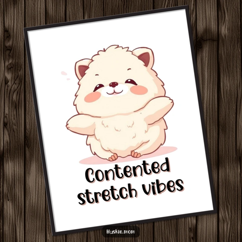 Funny Fluffy Animal Digital Art Print: High-resolution image of a fluffy creature stretching contentedly in a warm breeze, full of humor.