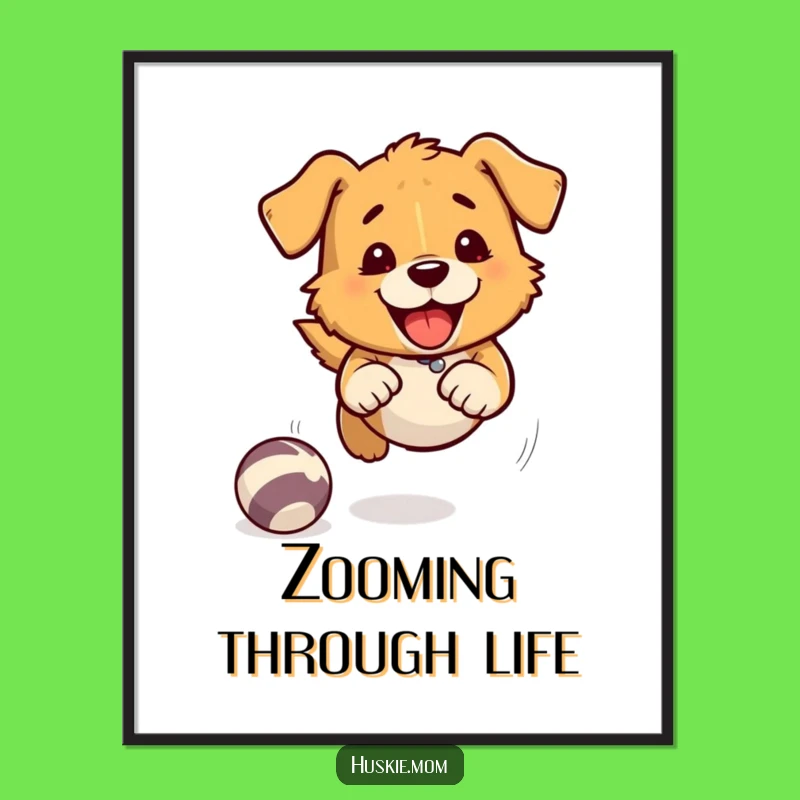 Fast Chasing Dog Digital Art - Speed Lines Joy, Hilarious Printable for Active Walls