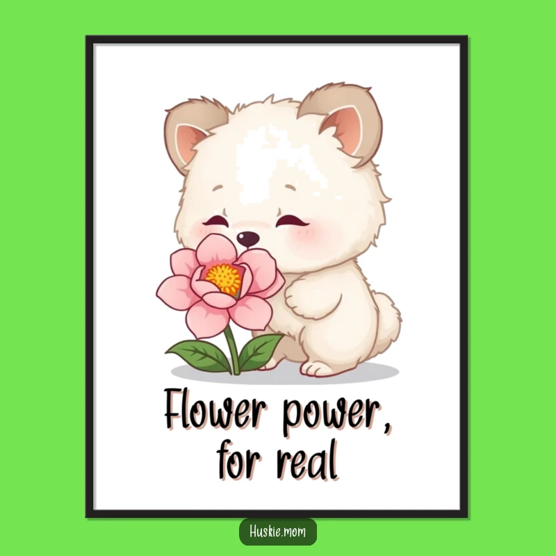 Funny Fluffy Flower Sniffer Digital Print: Instant Download, Nature's Humor, Perfect Funny Gift