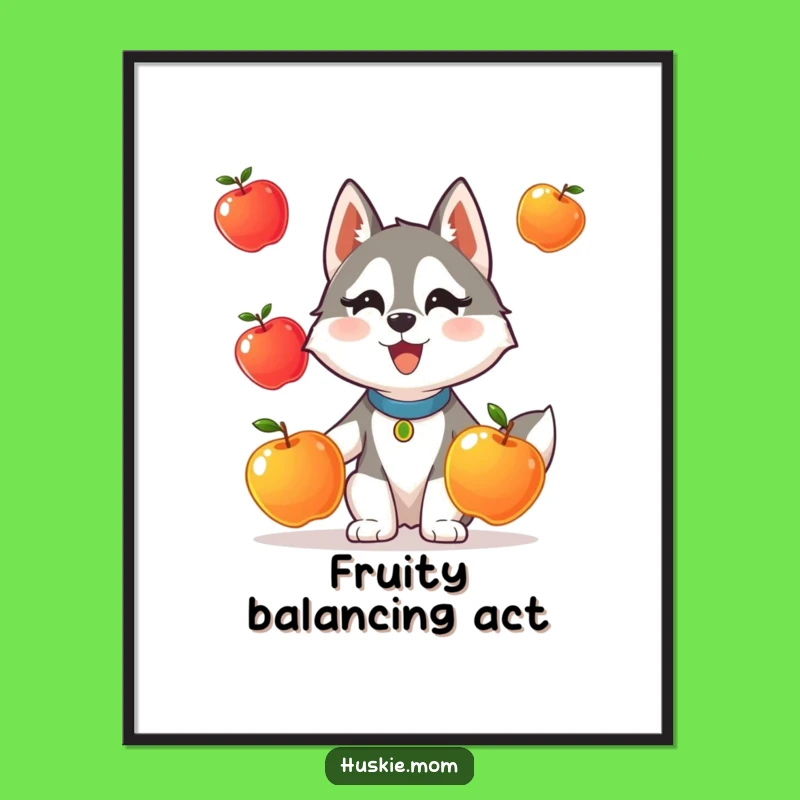 Funny Husky Juggling Digital Art: Instant Quirky Decor