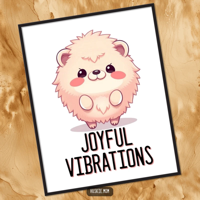 Funny digital art print of a fluffy animal joyfully bouncing, creating an instant burst of happiness and humor for any room.
