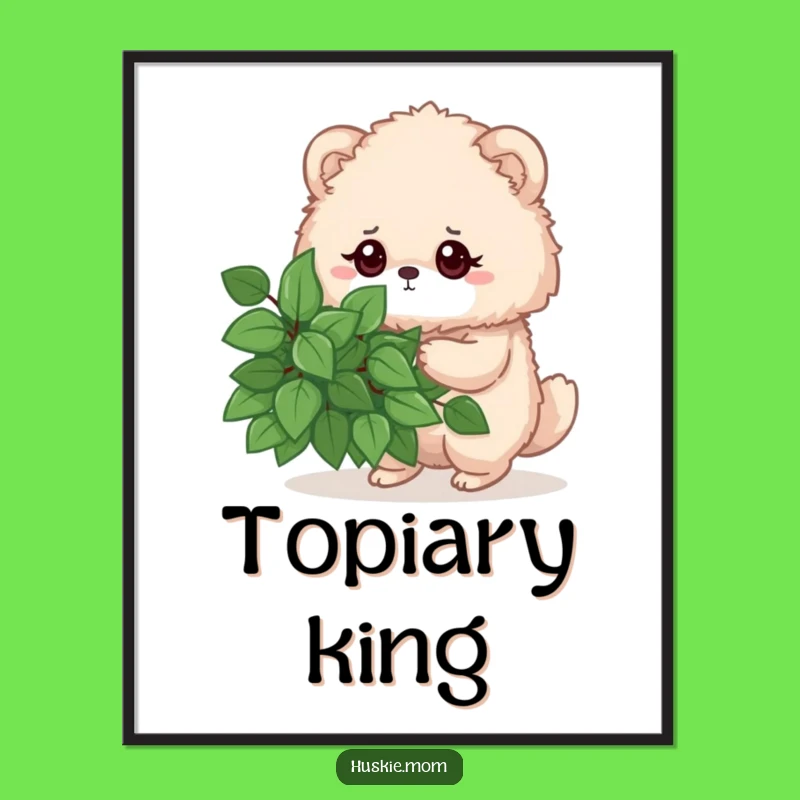 Funny Determined Fluffy Animal Digital Art - Hilarious Pruning Wall Decor