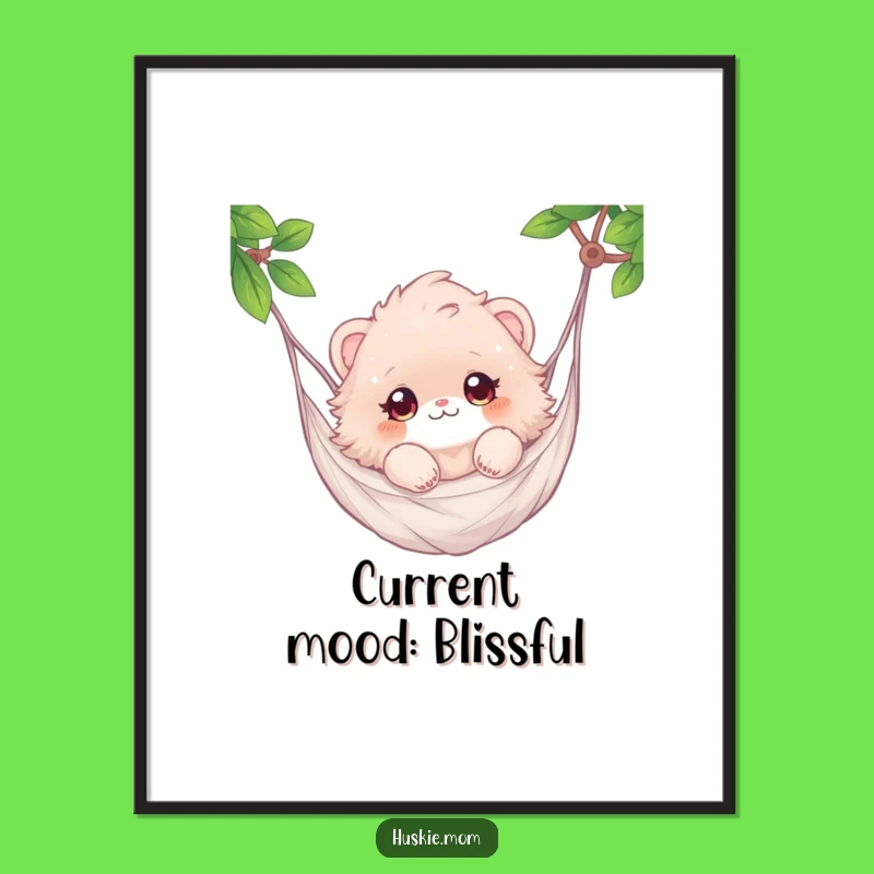 Funny Fluffy Hammock Floater Digital Art - Relaxing Animal Wall Decor