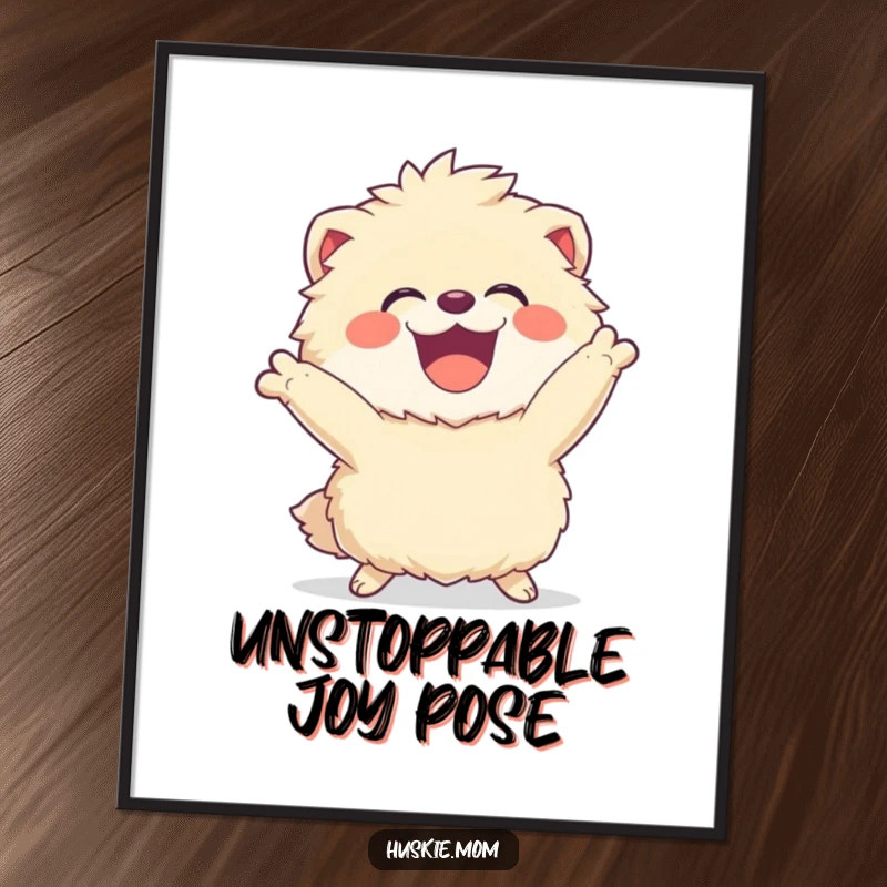Funny Fluffy Animal Digital Art Print: Joyous, laughing creature in a dynamic pose, for energetic and humorous wall art.