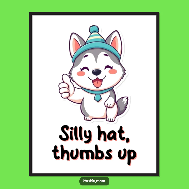 Funny Kawaii Husky Digital Art: Cute Decor & Humorous Gift