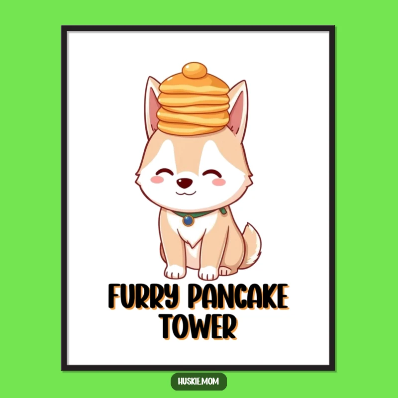 Funny Husky Pancakes Digital Art - Whimsical Lady Printable Wall Art Gift