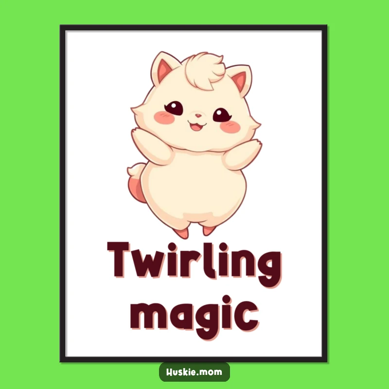 Funny Fluffy Animal Twirling Digital Art: Instant Energetic Decor
