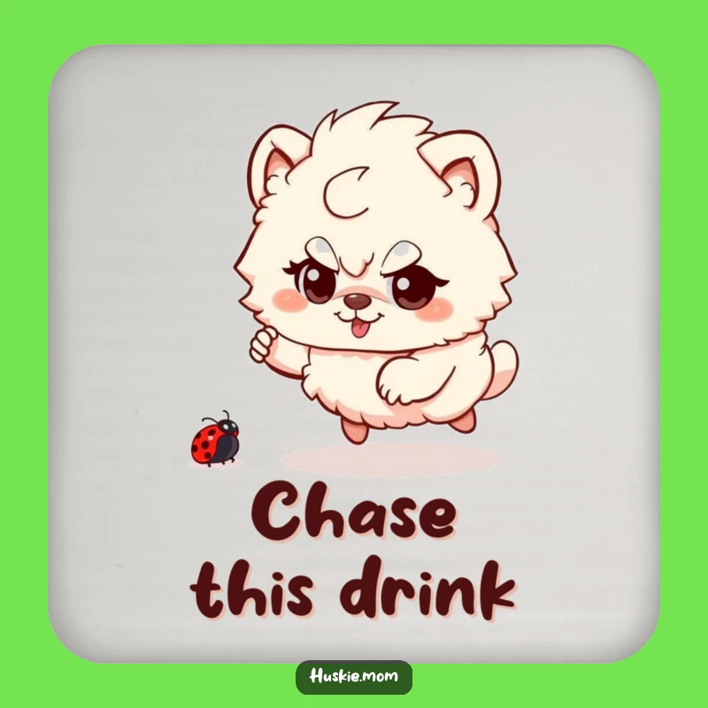 Funny Fluffy Animal Ladybug Chase Drink Coaster - Protect Surfaces Playfully