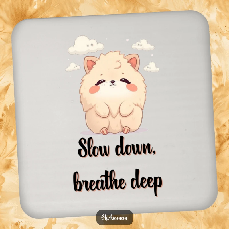 Funny Coasters: Set of coasters featuring a fluffy animal watching clouds, bringing humorous protection to furniture.