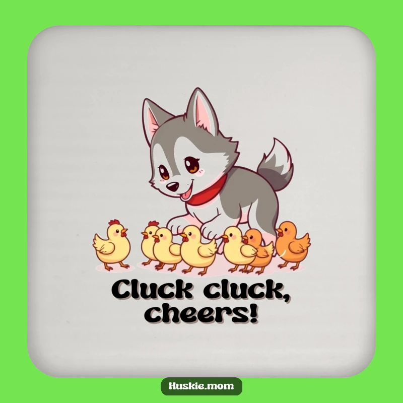 Funny Husky Lady Chicken Herding Coaster: Farm Humor, Protective Fun