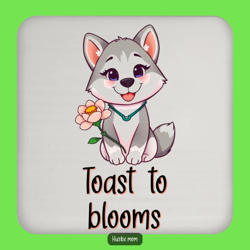 Funny Husky Lady Coaster - Blooming Flower Drink Protect Gift