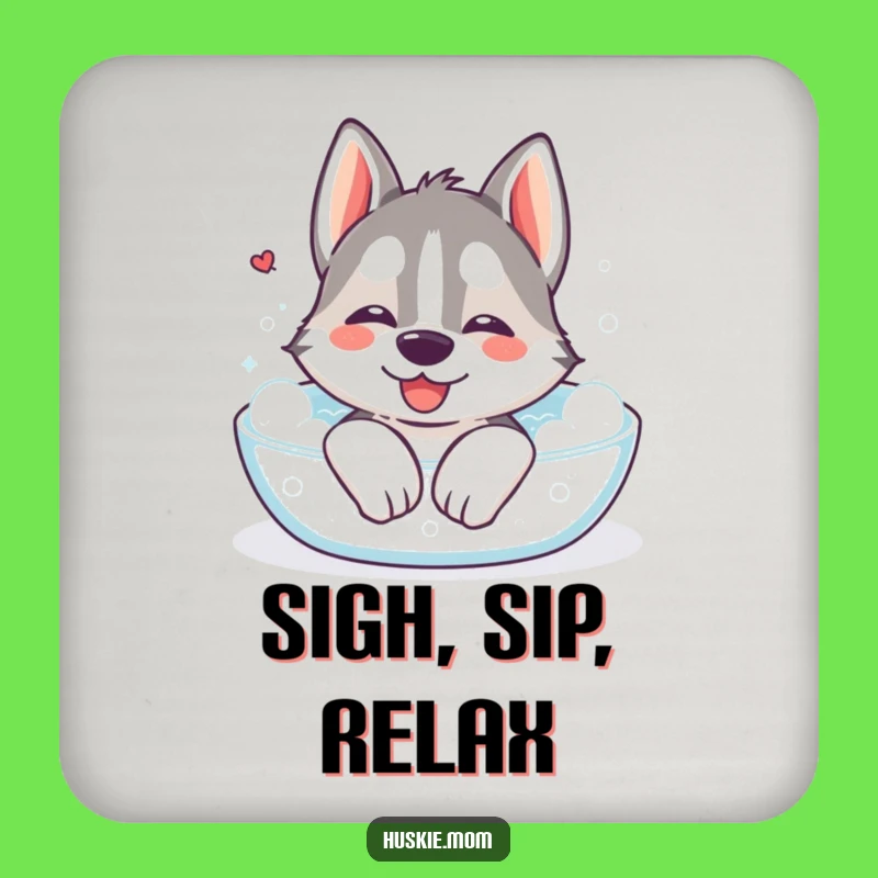 Funny Kawaii Husky Bath Coaster Set: Relaxing Decor & Humorous Gift