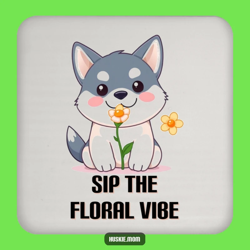 Funny Kawaii Husky Coaster: Protect Surfaces with This Cute Flower Gift Set