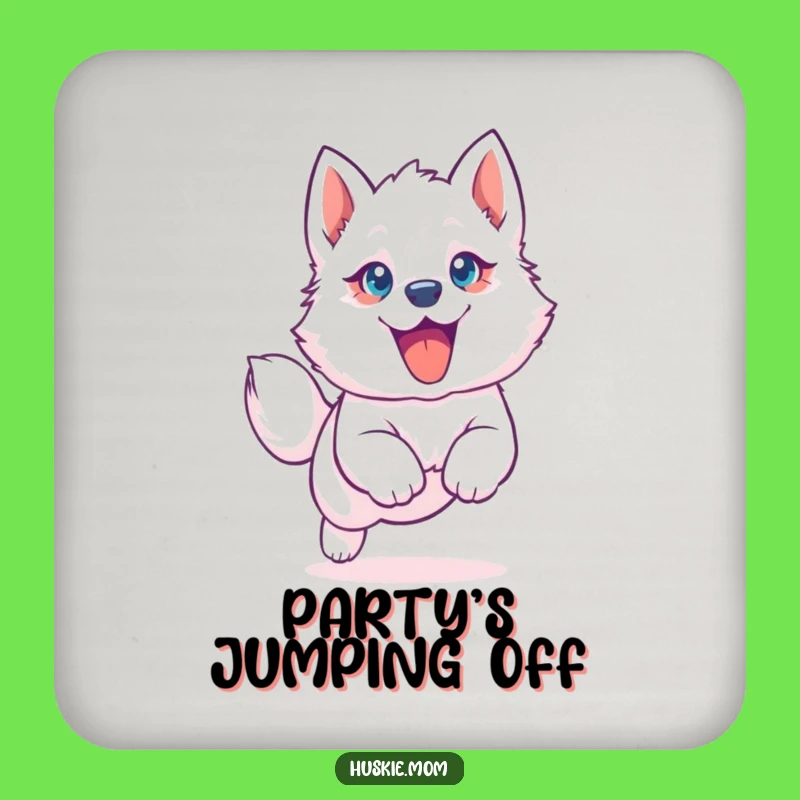 Funny Puppy Coaster: Protect Surfaces with Joyful Husky Pup, Ideal Humorous Gift