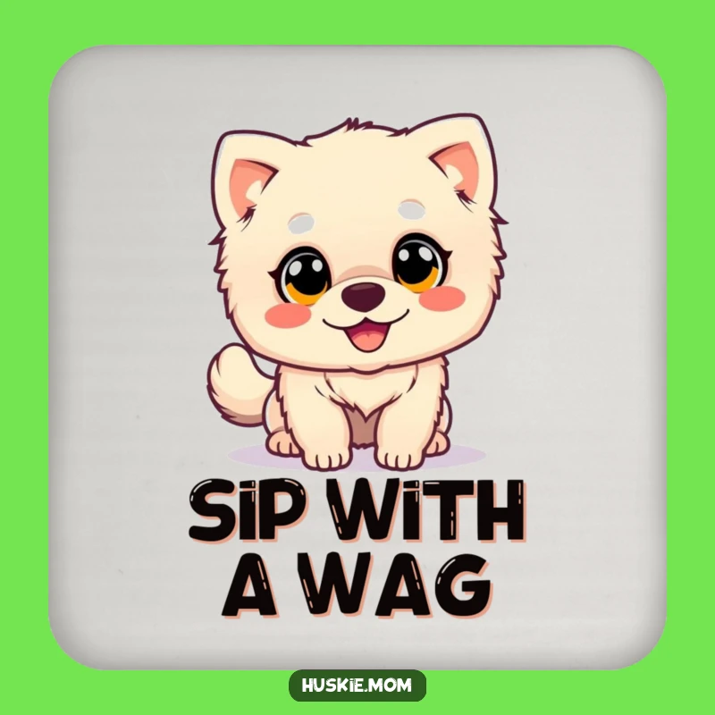Happy Wagging Dog Drink Coaster - Fluffy Tail Wags, Protects Surfaces with Humor