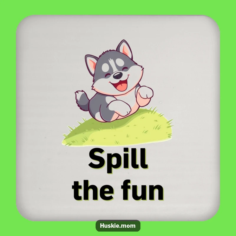 Funny Puppy Tumble Coaster: Protect Your Table with a Gleeful Husky's Hilarious Fall, Funny Gift