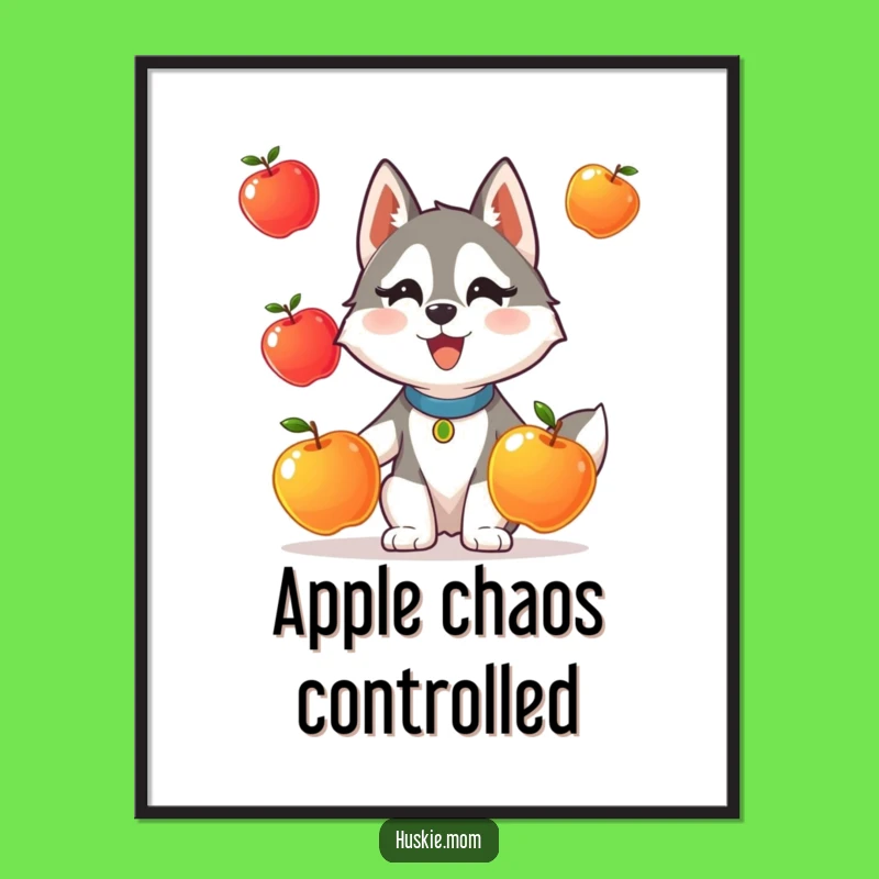 Funny Husky Juggling Poster: Hilarious Animal Art Print