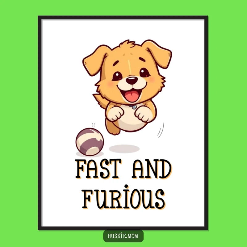 Fast Chasing Dog Poster - Speed Lines Joy, Hilarious Wall Art for Dog Homes