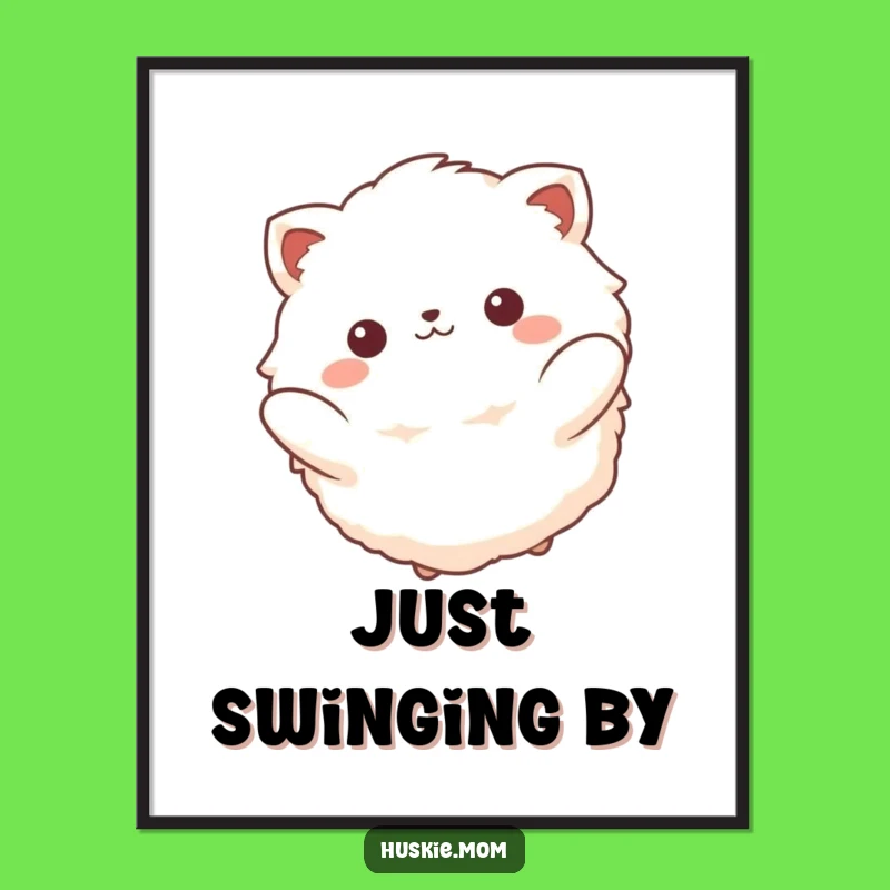 Funny Fluffy Animal Swinging Poster: Tranquil & Humorous Wall Art