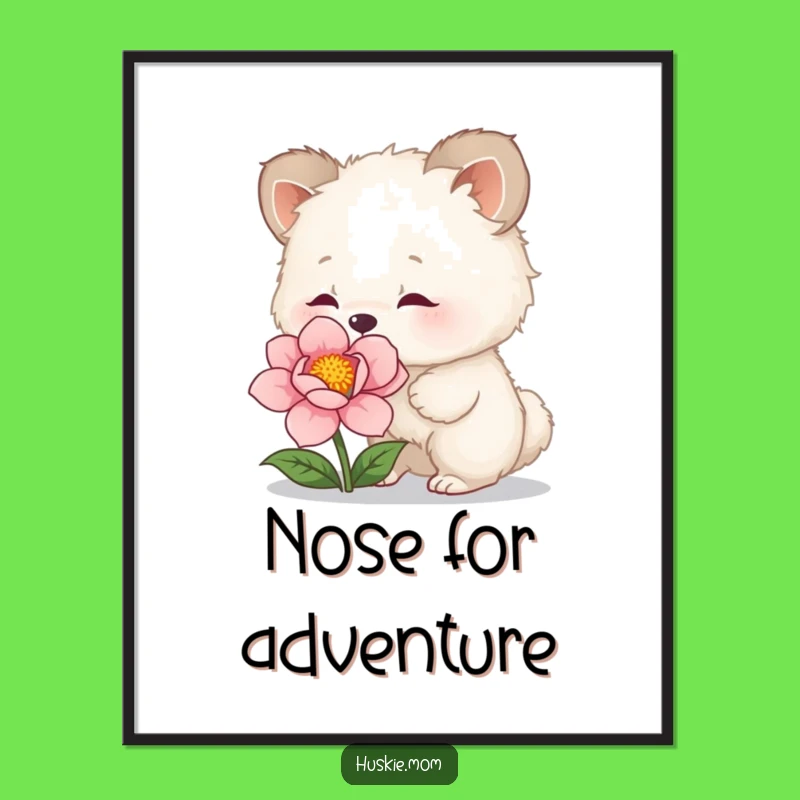 Funny Fluffy Flower Sniffer Poster: Vibrant Wall Art, Nature's Charm, Inspiring Funny Gift