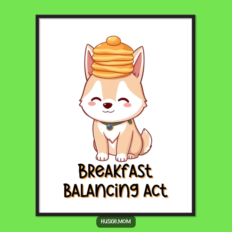 Funny Husky Pancakes Poster - Whimsical Lady Wall Art Gift