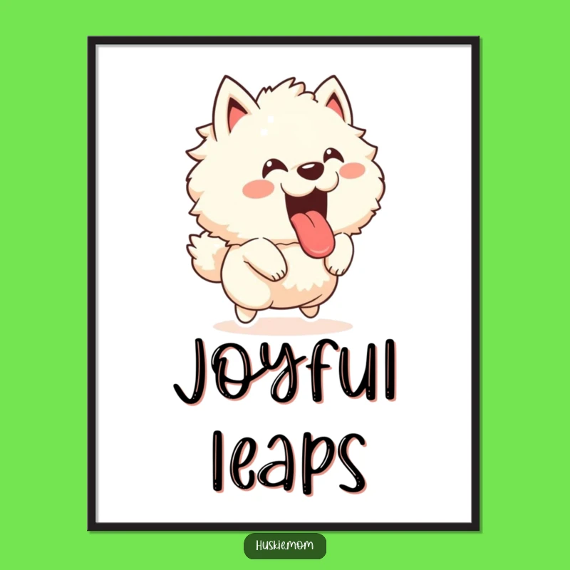 Funny Joyful Fluffy Animal Poster - Energetic Barking Art Print Gift