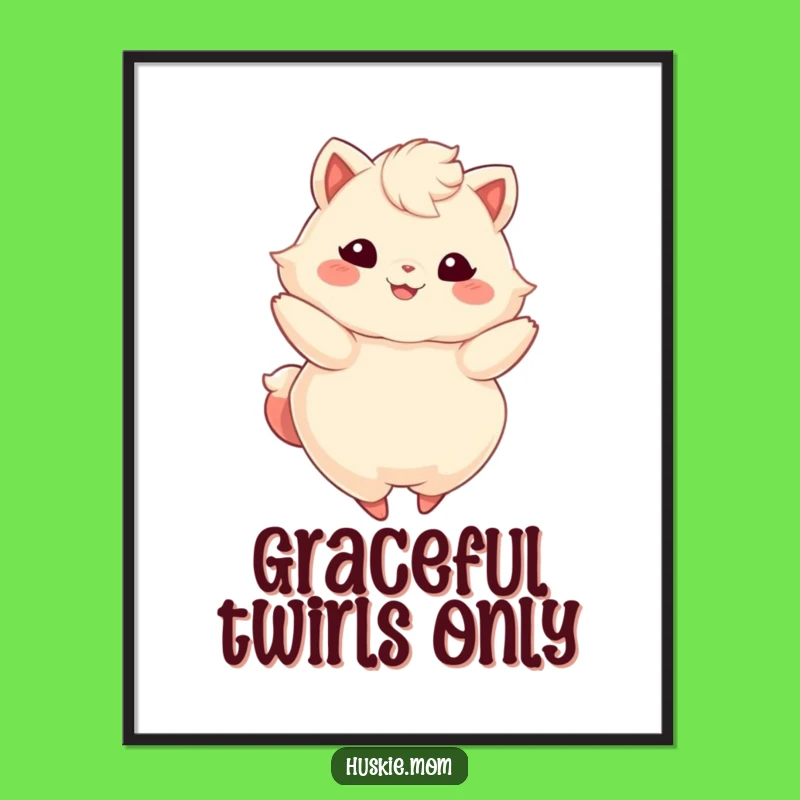 Funny Fluffy Animal Twirling Poster: Energetic & Joyful Wall Art