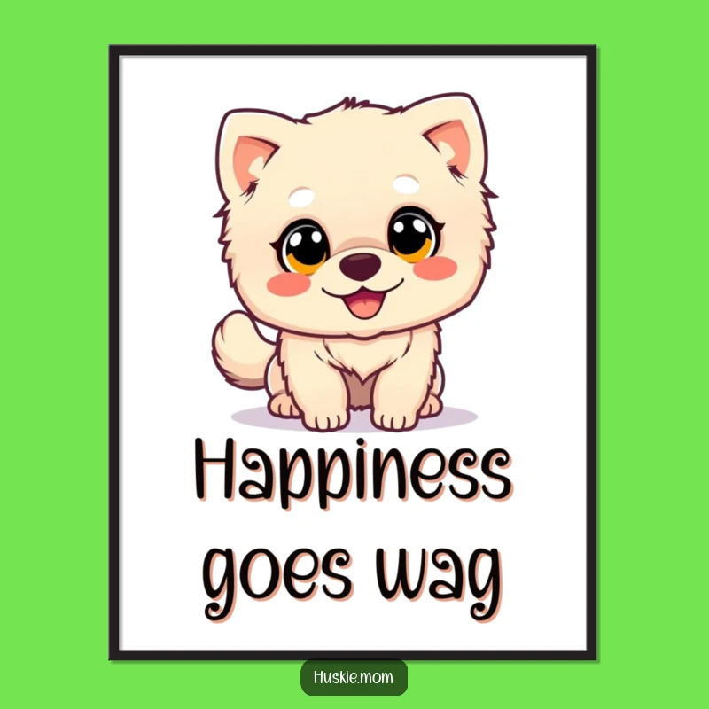 Happy Wagging Dog Poster - Fluffy Joy, Hilarious Wall Art for Dog Homes