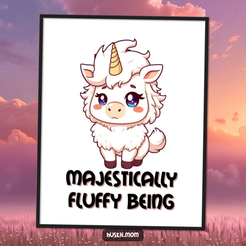 Funny Fluffy Animal Poster capturing a proud creature tossing its mane with a mischievous glint, a humorous wall art funny gift.