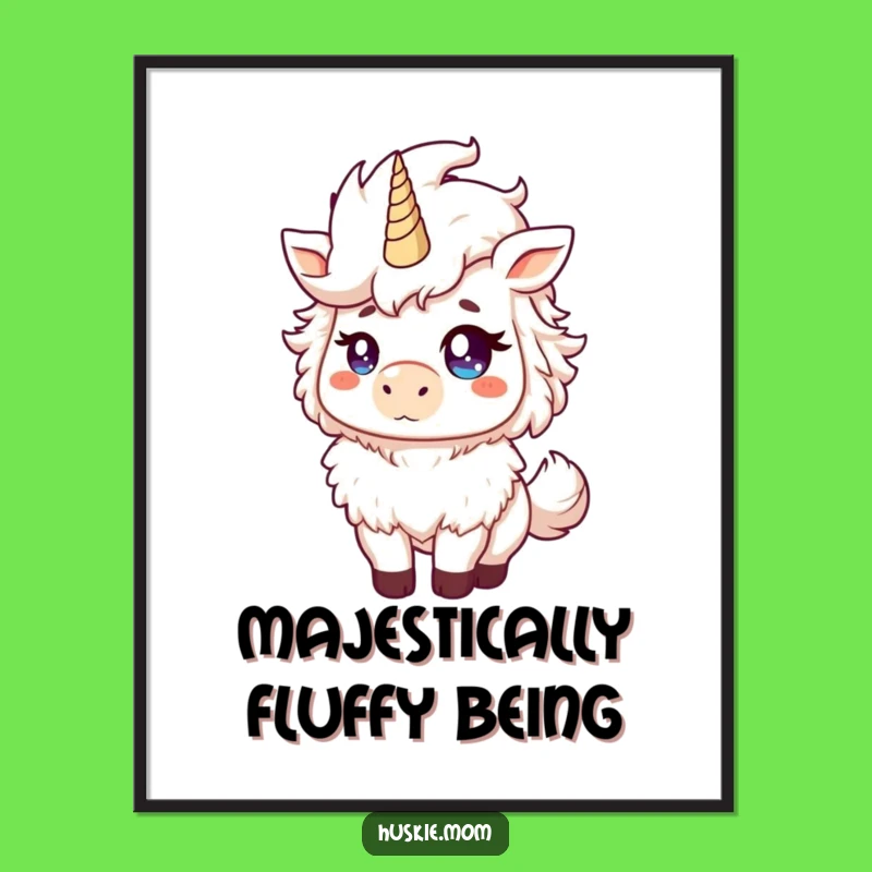 Funny Fluffy Animal Poster: Majestic Mane Toss Art, a Hilarious Statement Piece