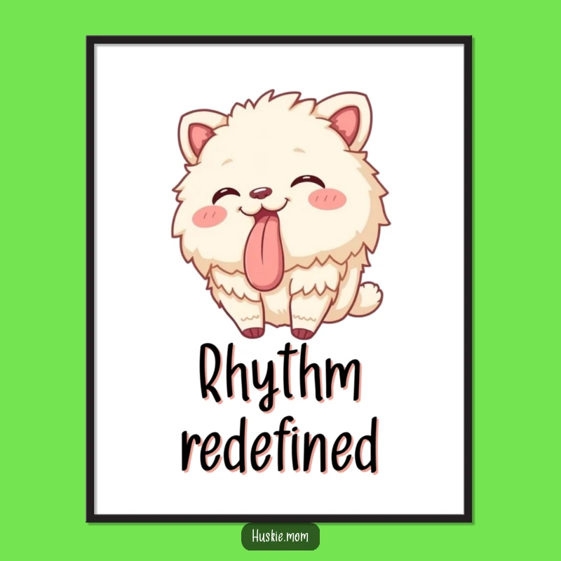 Funny Playful Fluffy Animal Poster - Joyful Swaying Tongue Out Art