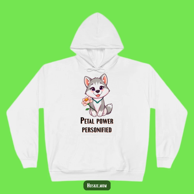 Cozy Funny Husky Lady Hoodie - Blooming Flower Animal Lover Gift