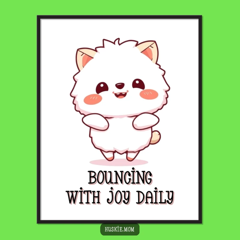 Free Printable Wall Art: Bouncing Fluffy Animal, Energetic Downloadable Decor